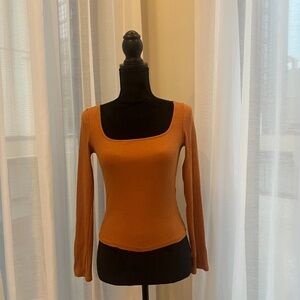 Camel Ribbed Long Sleeve